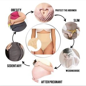 Tummy flattening waist slimming thong underwear nude color SNATCHED !‎